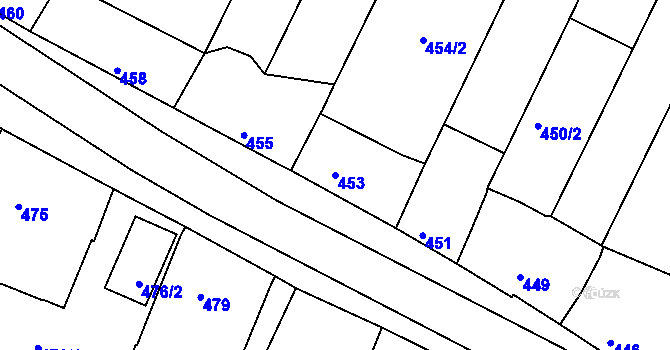 Parcela st. 453 v KÚ Šatov, Katastrální mapa