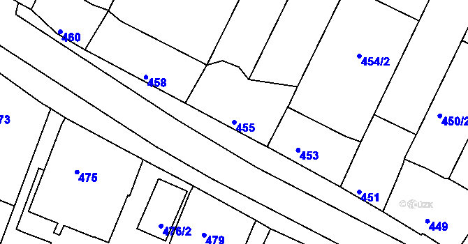Parcela st. 455 v KÚ Šatov, Katastrální mapa