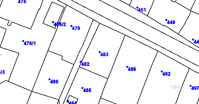 Parcela st. 483 v KÚ Šatov, Katastrální mapa