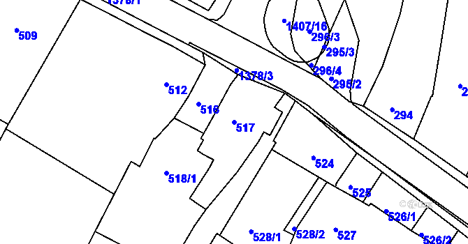Parcela st. 517 v KÚ Šatov, Katastrální mapa