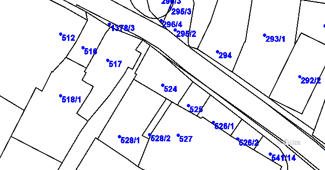 Parcela st. 524 v KÚ Šatov, Katastrální mapa