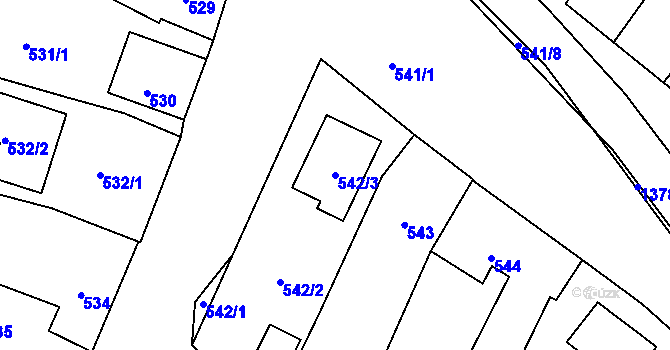 Parcela st. 542/3 v KÚ Šatov, Katastrální mapa