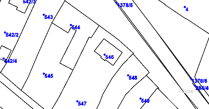 Parcela st. 546 v KÚ Šatov, Katastrální mapa