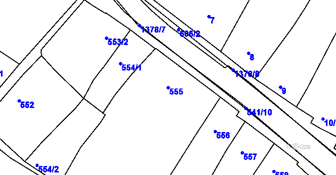 Parcela st. 555 v KÚ Šatov, Katastrální mapa