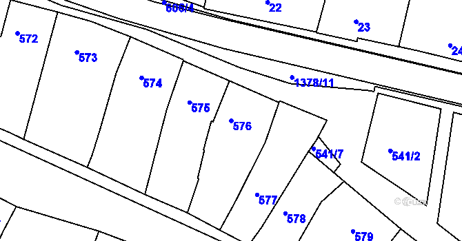 Parcela st. 576 v KÚ Šatov, Katastrální mapa