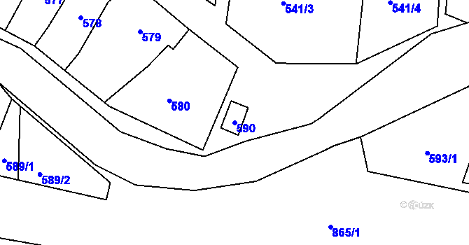 Parcela st. 590 v KÚ Šatov, Katastrální mapa