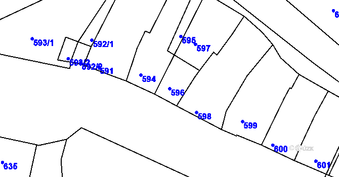 Parcela st. 596 v KÚ Šatov, Katastrální mapa