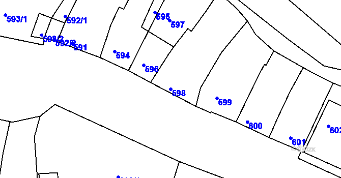 Parcela st. 598 v KÚ Šatov, Katastrální mapa