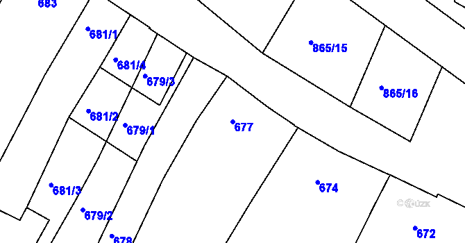 Parcela st. 677 v KÚ Šatov, Katastrální mapa