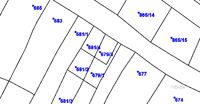 Parcela st. 679/3 v KÚ Šatov, Katastrální mapa