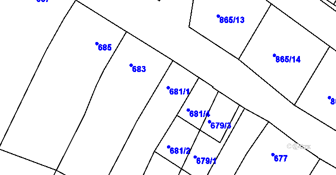 Parcela st. 681/1 v KÚ Šatov, Katastrální mapa