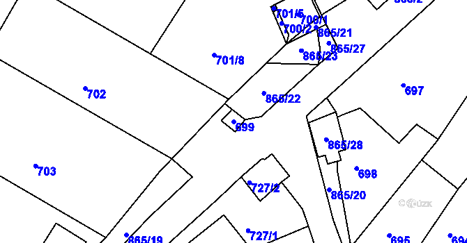 Parcela st. 699 v KÚ Šatov, Katastrální mapa