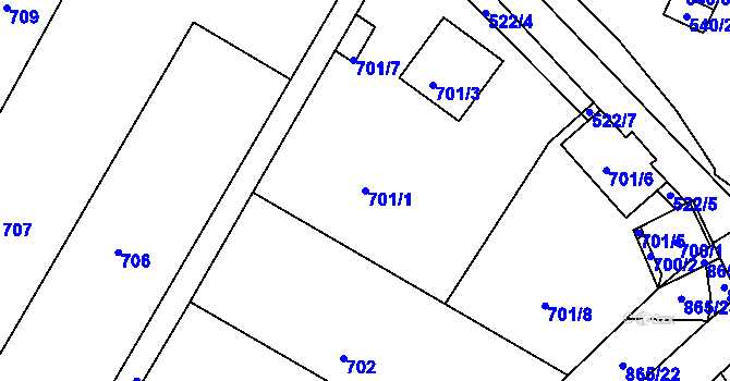 Parcela st. 701/1 v KÚ Šatov, Katastrální mapa