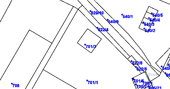 Parcela st. 701/3 v KÚ Šatov, Katastrální mapa