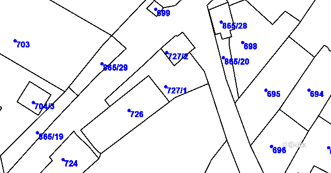 Parcela st. 727/1 v KÚ Šatov, Katastrální mapa