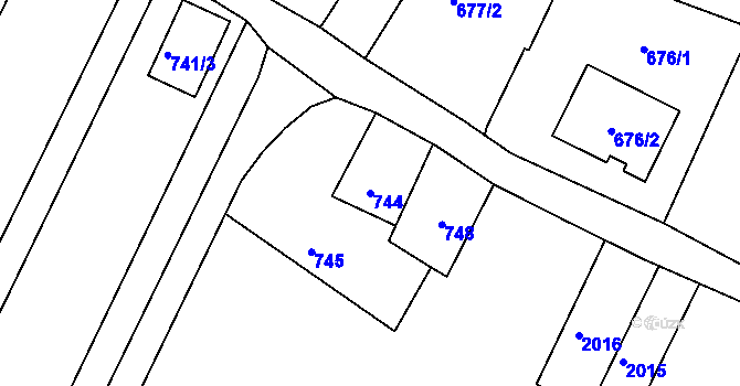 Parcela st. 744 v KÚ Šatov, Katastrální mapa