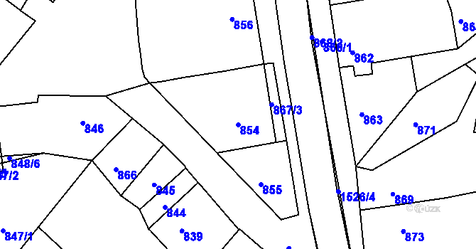 Parcela st. 854 v KÚ Šatov, Katastrální mapa