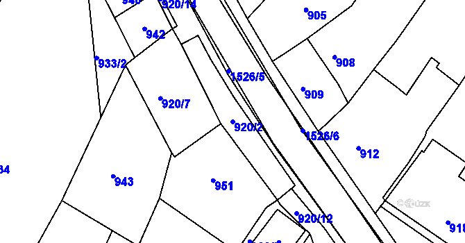Parcela st. 920/2 v KÚ Šatov, Katastrální mapa