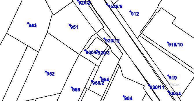 Parcela st. 920/3 v KÚ Šatov, Katastrální mapa