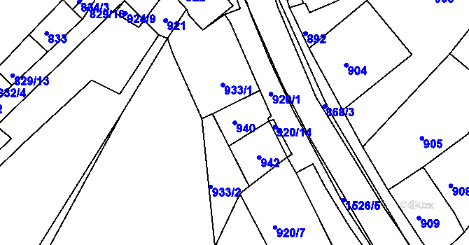 Parcela st. 940 v KÚ Šatov, Katastrální mapa
