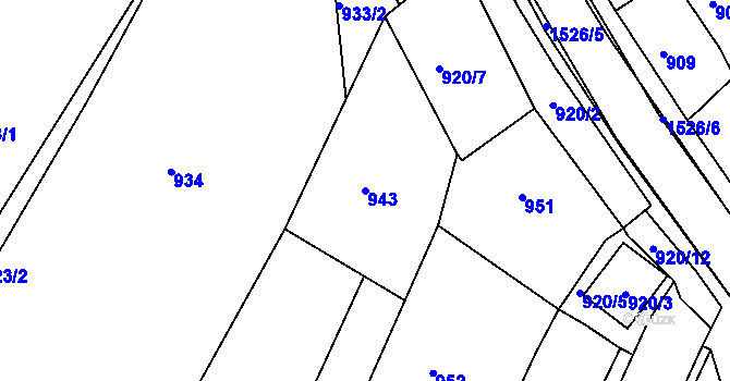 Parcela st. 943 v KÚ Šatov, Katastrální mapa