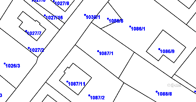 Parcela st. 1087/1 v KÚ Šatov, Katastrální mapa