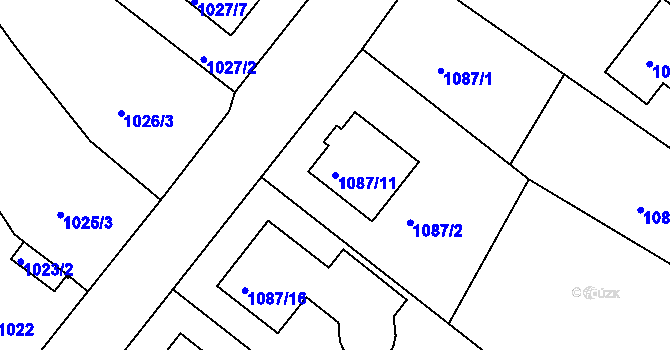 Parcela st. 1087/11 v KÚ Šatov, Katastrální mapa