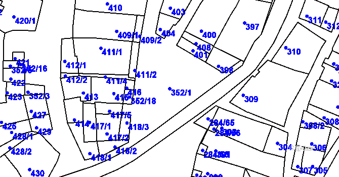 Parcela st. 352/1 v KÚ Šatov, Katastrální mapa