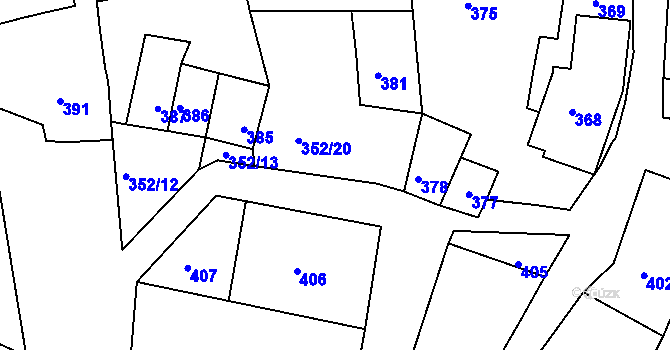 Parcela st. 352/4 v KÚ Šatov, Katastrální mapa