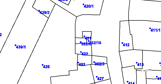 Parcela st. 352/5 v KÚ Šatov, Katastrální mapa