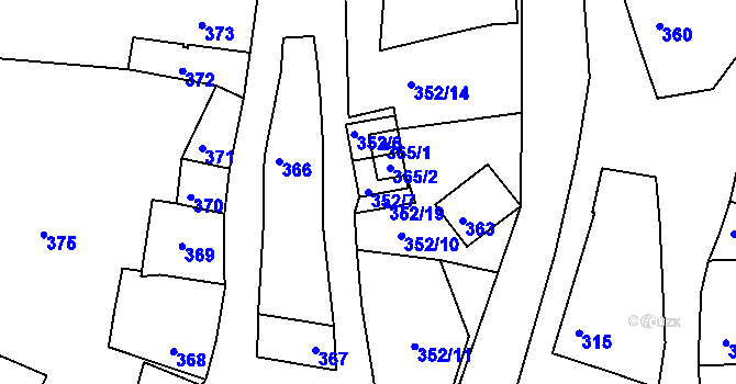 Parcela st. 352/7 v KÚ Šatov, Katastrální mapa