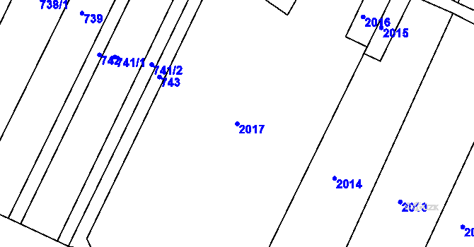 Parcela st. 2017 v KÚ Šatov, Katastrální mapa