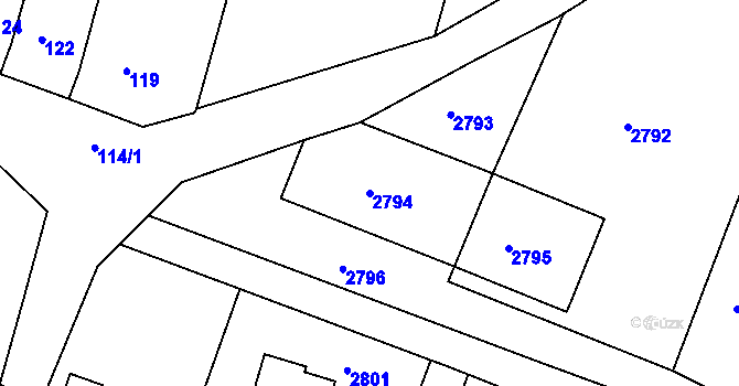 Parcela st. 2794 v KÚ Šatov, Katastrální mapa
