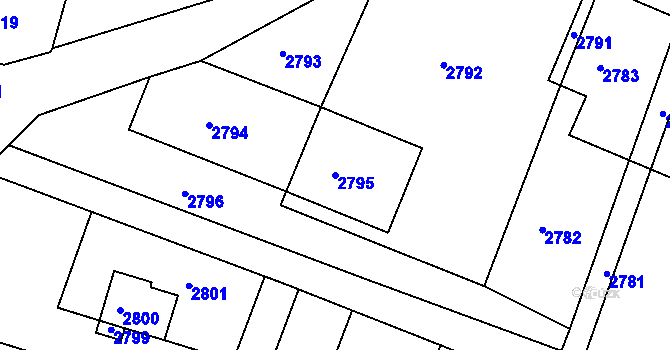 Parcela st. 2795 v KÚ Šatov, Katastrální mapa