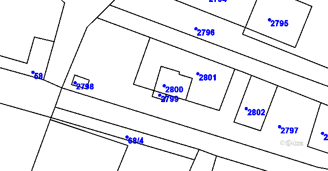 Parcela st. 2800 v KÚ Šatov, Katastrální mapa