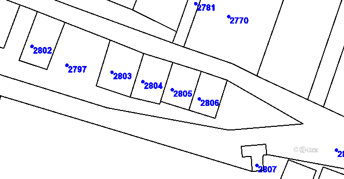 Parcela st. 2805 v KÚ Šatov, Katastrální mapa