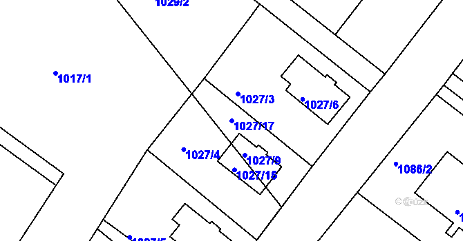 Parcela st. 1027/17 v KÚ Šatov, Katastrální mapa