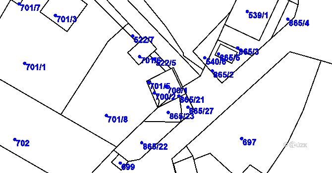 Parcela st. 700/1 v KÚ Šatov, Katastrální mapa