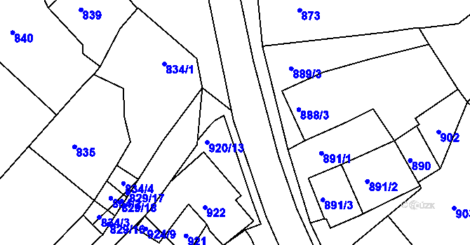 Parcela st. 920/10 v KÚ Šatov, Katastrální mapa