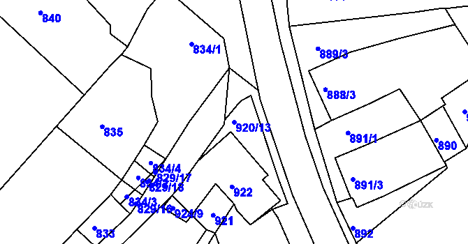 Parcela st. 920/13 v KÚ Šatov, Katastrální mapa