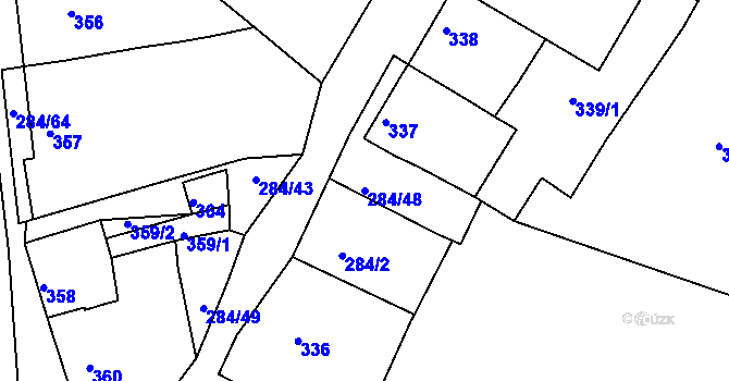 Parcela st. 284/48 v KÚ Šatov, Katastrální mapa