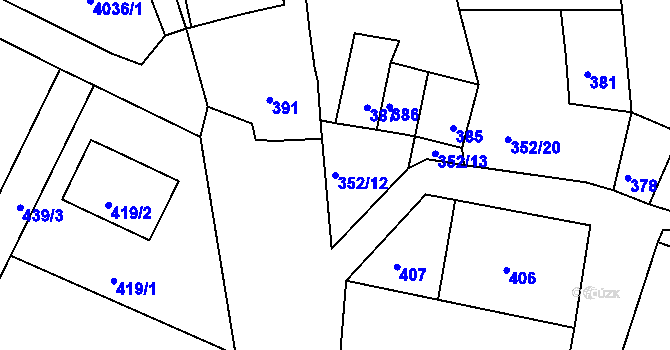 Parcela st. 352/12 v KÚ Šatov, Katastrální mapa