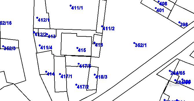 Parcela st. 352/18 v KÚ Šatov, Katastrální mapa