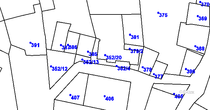 Parcela st. 352/20 v KÚ Šatov, Katastrální mapa