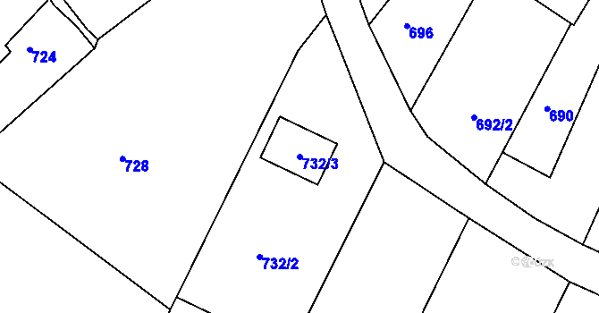 Parcela st. 732/3 v KÚ Šatov, Katastrální mapa
