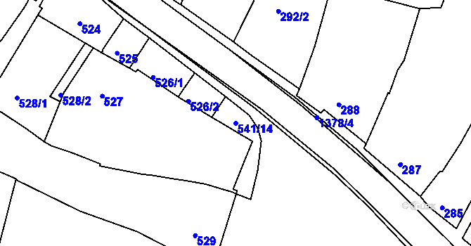 Parcela st. 541/14 v KÚ Šatov, Katastrální mapa