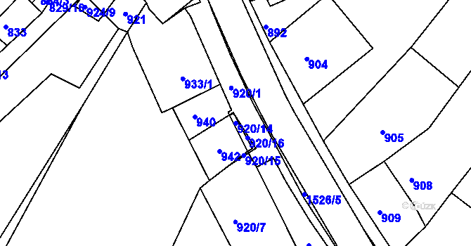 Parcela st. 920/14 v KÚ Šatov, Katastrální mapa