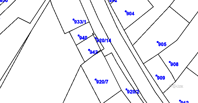 Parcela st. 920/15 v KÚ Šatov, Katastrální mapa
