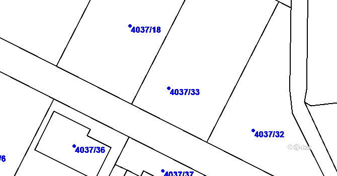Parcela st. 4037/33 v KÚ Šatov, Katastrální mapa