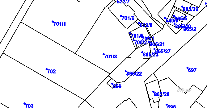 Parcela st. 701/8 v KÚ Šatov, Katastrální mapa
